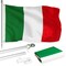 G128 Combo Pack: 6 Feet Tangle Free Spinning Flagpole (Silver) Italy Italian Flag 3x5 ft Printed 150D Brass Grommets (Flag Included) Aluminum Flag Pole